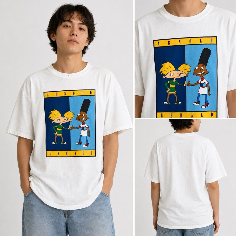 Nickelodeon Hey Arnold Gerald Graphic T-Shirt XL White‎ Unisex 2020 Cotton Tee